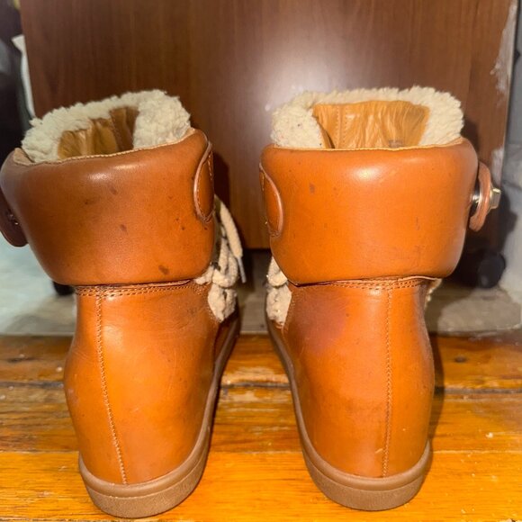 COACH Monroe Shearling Leather Hidden Wedge Women's Ankle Boot - Picture 5 of 6